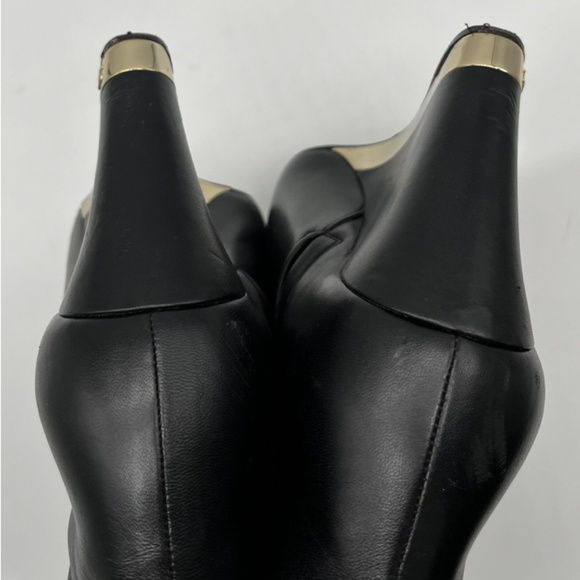 Chanel Black Leather Ankle Wedge Bootie w/ Gold-Tone Bottom + CC Logo sz 40 - Picture 6 of 10